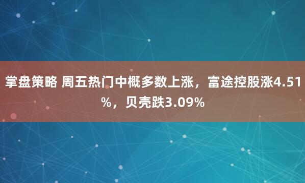 掌盘策略 周五热门中概多数上涨，富途控股涨4.51%，贝壳跌3.09%