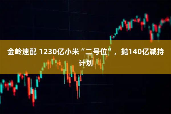 金岭速配 1230亿小米“二号位”，抛140亿减持计划